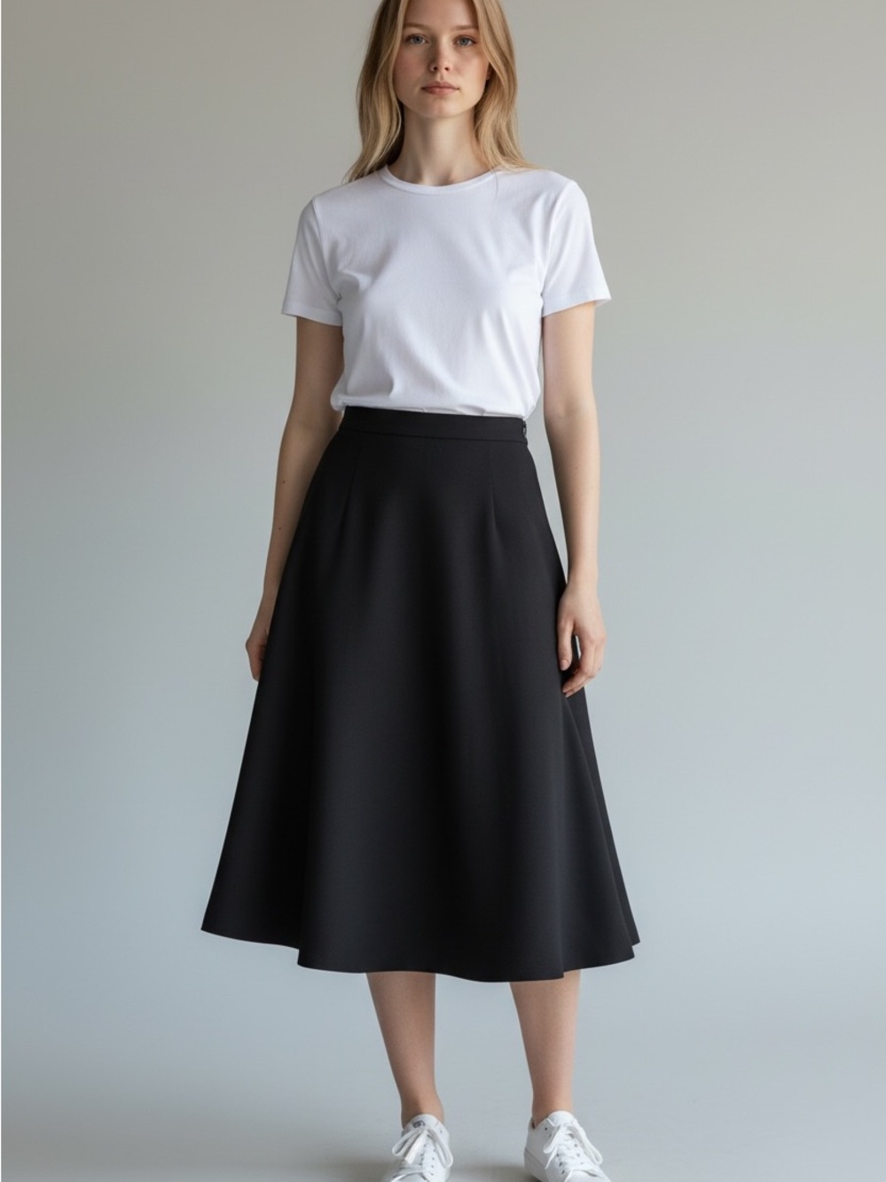 Halogen Women's Black Midi A -Line Skirt With Back Zipper Size Small